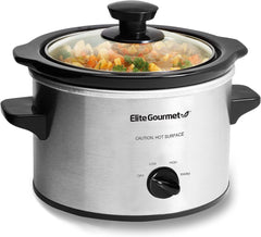MST-250XS# Elektrischer Keramik-Schongarer Mit Einstellbarer Temperatur, Für Vorspeisen, Saucen, Suppen, Braten, Eintöpfe Und Dips, Spülmaschinenfest (1,7 L, Edelstahl) Naty Shop Elite Gourmet