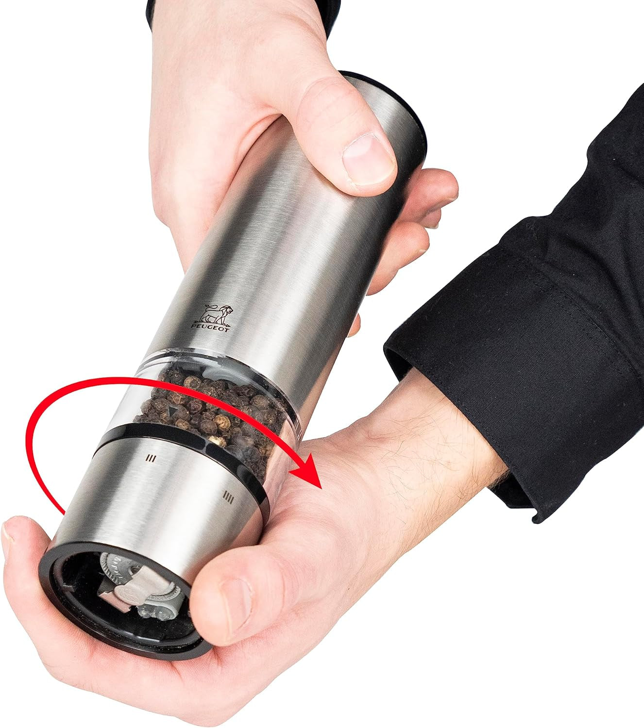 Zestaw elektryczny młynek do pieprzu i soli PEUGEOT Elis Sense, wysokość: 20 cm, stal nierdzewna, srebro Młynki i młynki Naty Shop