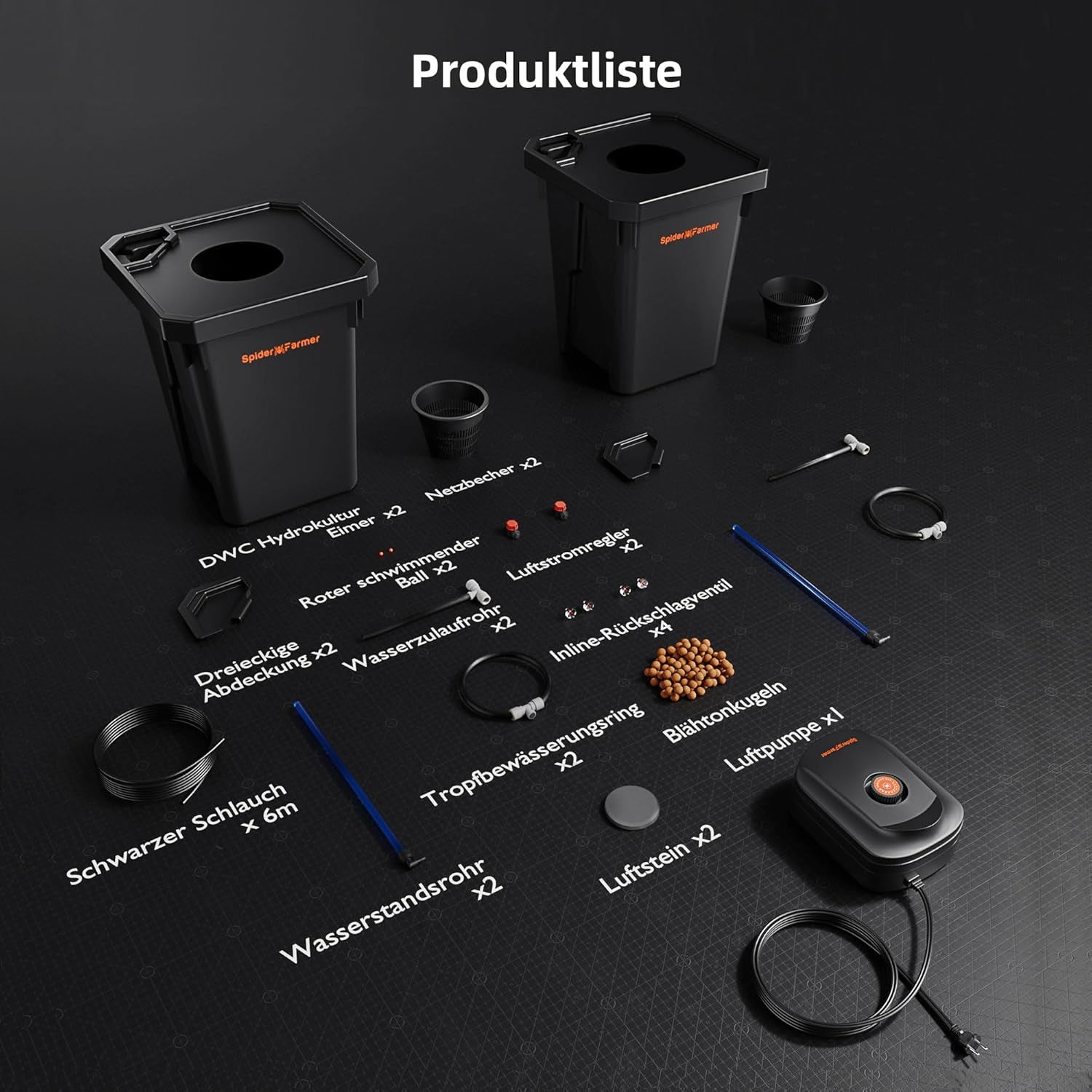 Spider Farmer DWC System uprawy hydroponicznej Uprawa w głębokiej wodzie o pojemności 27 l/7 galonów Nowa trójkątna konstrukcja pokrywy System ogrodniczy z kroplami cyrkulacyjnymi z zestawem kroplowym do doniczek Pompa powietrza 8 W, 2 wiadra