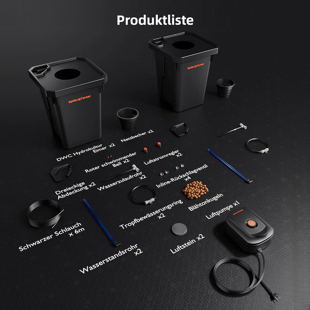 Spider Farmer DWC System uprawy hydroponicznej Uprawa w głębokiej wodzie o pojemności 27 l/7 galonów Nowa trójkątna konstrukcja pokrywy System ogrodniczy z kroplami cyrkulacyjnymi z zestawem kroplowym do doniczek Pompa powietrza 8 W, 2 wiadra