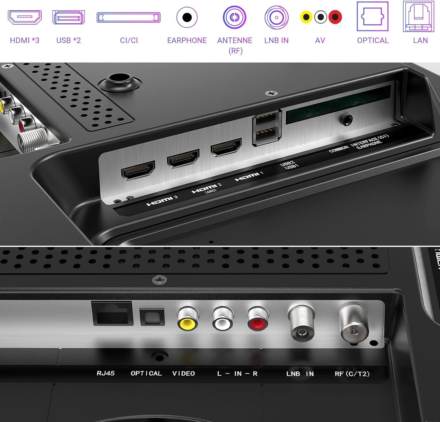 TuTu TUV32HQ1B Smart TV de 32 de inci, televizor LED HD de 80 cm cu Wi-Fi, App Store, tuner triplu (DVB-T/T2, DVB-C, DVB-S/S2), HDMI, USB