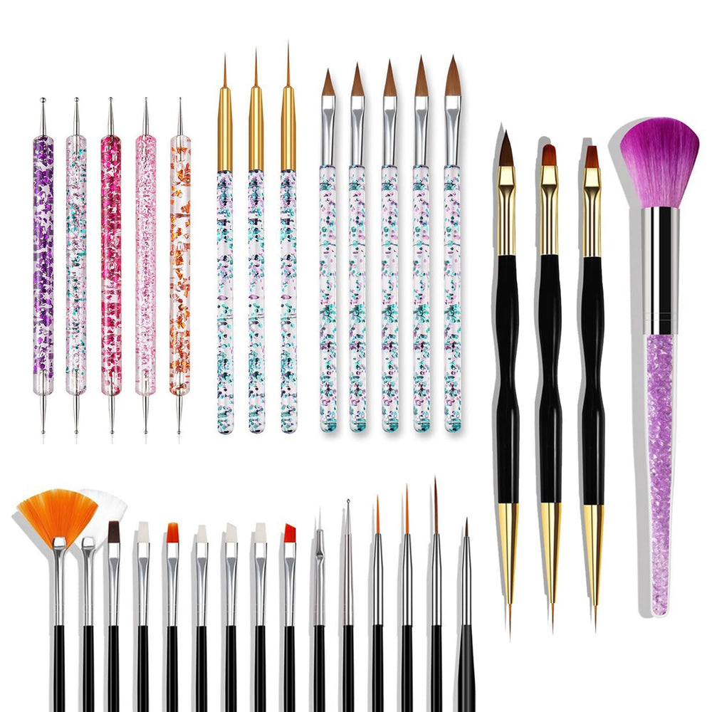 Nail Art Pinsel Set, 20Pcs Nageldesign Malerei Pinsel, Professionelle Nail Art Design Pinsel, Nail Fine Liner Pinsel, Rosa