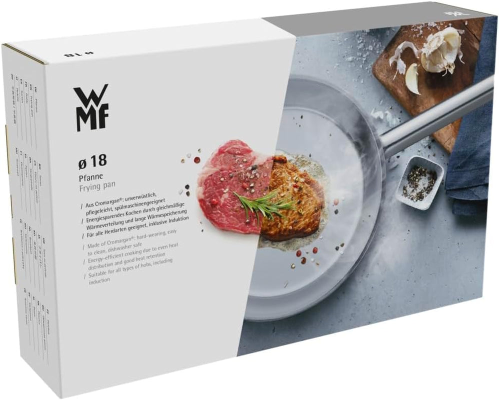 WMF Mini mała patelnia z pokrywką 18 cm, Cromargan z polerowanej stali nierdzewnej, garnki i patelnie indukcyjne Naty Shop