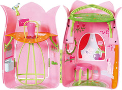 BABY Born Storybook Cottage, składany domek dla lalek 18 cm ze stołem, kominkiem, szezlongiem i teleskopem, różowy zielony, 833803 Zapf Creation Dollhouses Naty Shop
