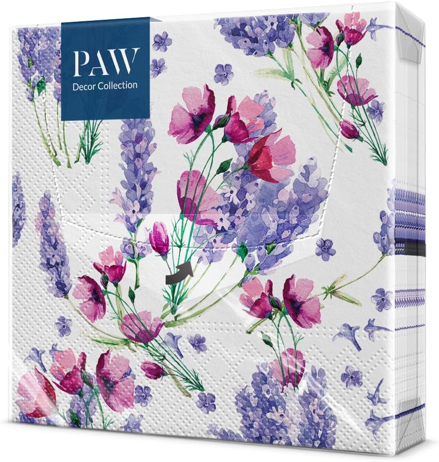 PAW - Șervețele 3 straturi (33 X 33 Cm) I 20 bucăți I Perfect pentru zile de naștere, petreceri, nunți, comuniuni și sărbători I Decor de masă Șervețele de hârtie elegante - Eucalipt auriu I Eucalipt auriu