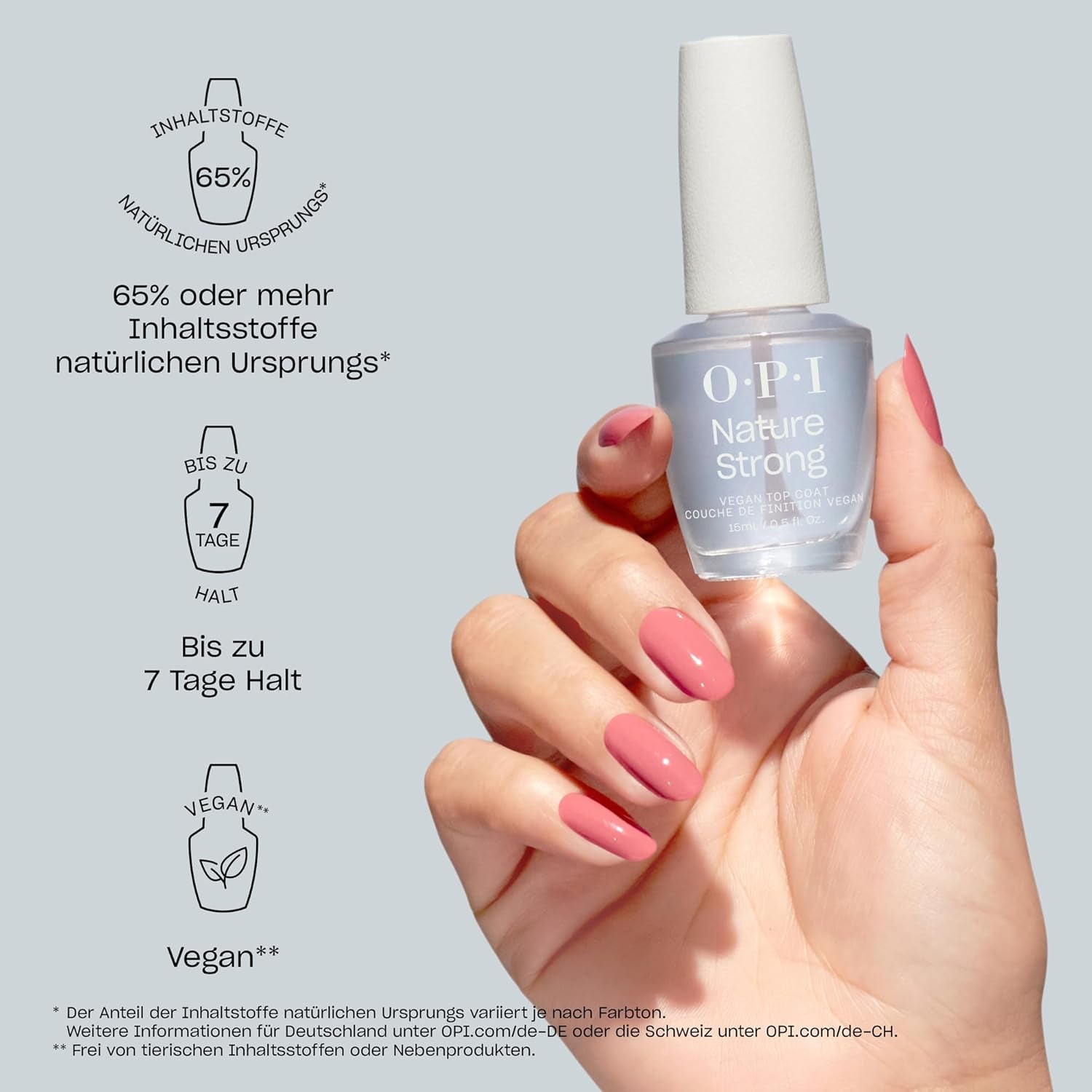 OPI Nature Strong Red and Orange Shades – ojă de lungă durată cu o formulă vegană, inovatoare, care conține ingrediente naturale – pentru unghii strălucitoare