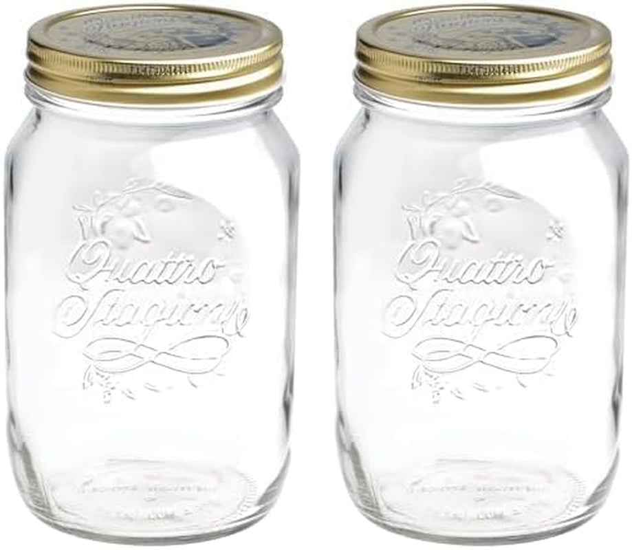 Bormioli QUATTRO STAGIONI borcan de depozitare 1 litru (pachet de 2) Cutii depozitare alimente Naty Shop 1000 Ml (pachet de 2)