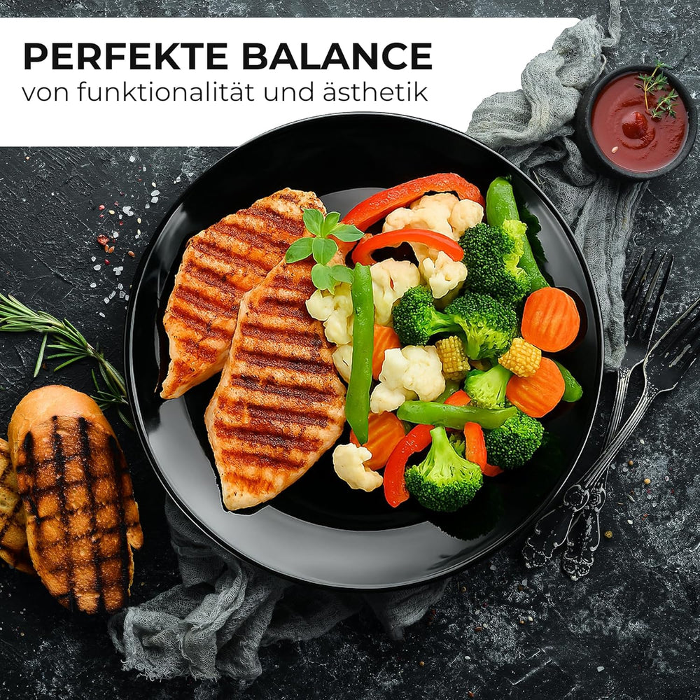 MIAMIO - Set de veselă/farfurii ceramice moderne, format din 6 piese, pentru 6 persoane - Colecția Palmanova (Negru, Farfurii mari (6x))