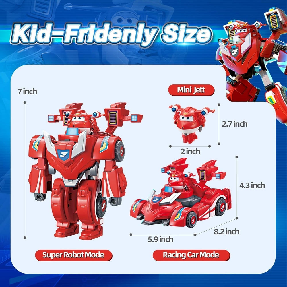 Super Wings EU770351 - Super Robot Suit Jett, aprox. 18 cm înălțime figurină de joacă transformabilă, costum de robot 2 în 1 și super mașină, pentru copii de la 3 ani în sus, Roșu Action figures Naty Shop