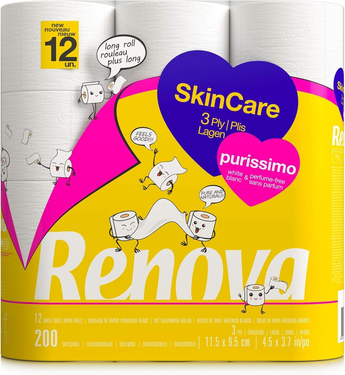 Renova Skincare Purissimo hârtie igienică, 12 role, alb