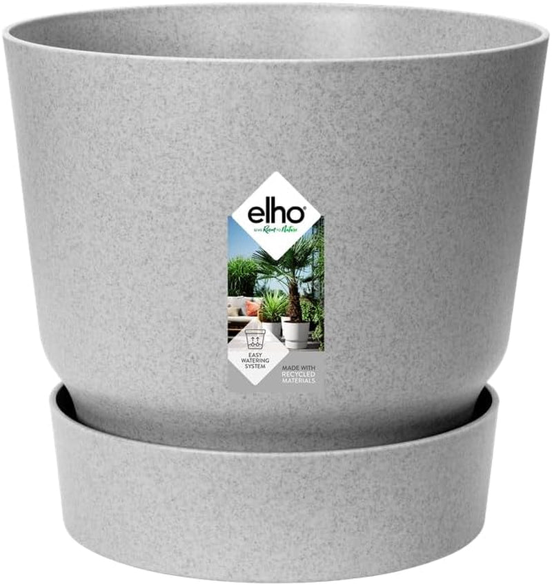 elho Greenville Round 16 - Ghiveci pentru flori pentru interior și exterior - Ghiveci cu auto-udare - 100% plastic reciclat - Ø 16,0 x H 15,3 cm - Verde/Verde frunză