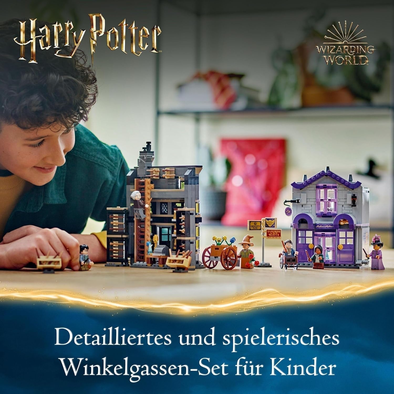 LEGO Harry Potter Ollivanders i kostiumy Madam Malkin, Krainy Ulicy Pokątnej, Zestaw dla dzieci, Zabawki czarodziejskie, Fantazyjne prezenty dla dziewcząt, chłopców i fanów od 8 lat 76439 Zestawy do budowania Besuche w sklepie LEGO