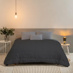 Bleu Câlin Printed 1-osobowa kołdra Hermance, poliester, niebieski/szary, 140 x 200 cm Kołdry i kołdry Naty Shop szary 140X200 cm