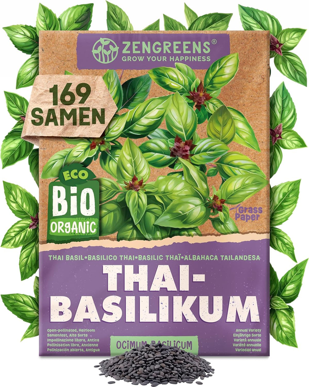Organiczne nasiona bazylii w zestawie 6–6 nasion bazylii do łatwej uprawy w ogrodzie, na balkonie lub na podwyższonej grządce - Nasiona roślin - Sadzonki
