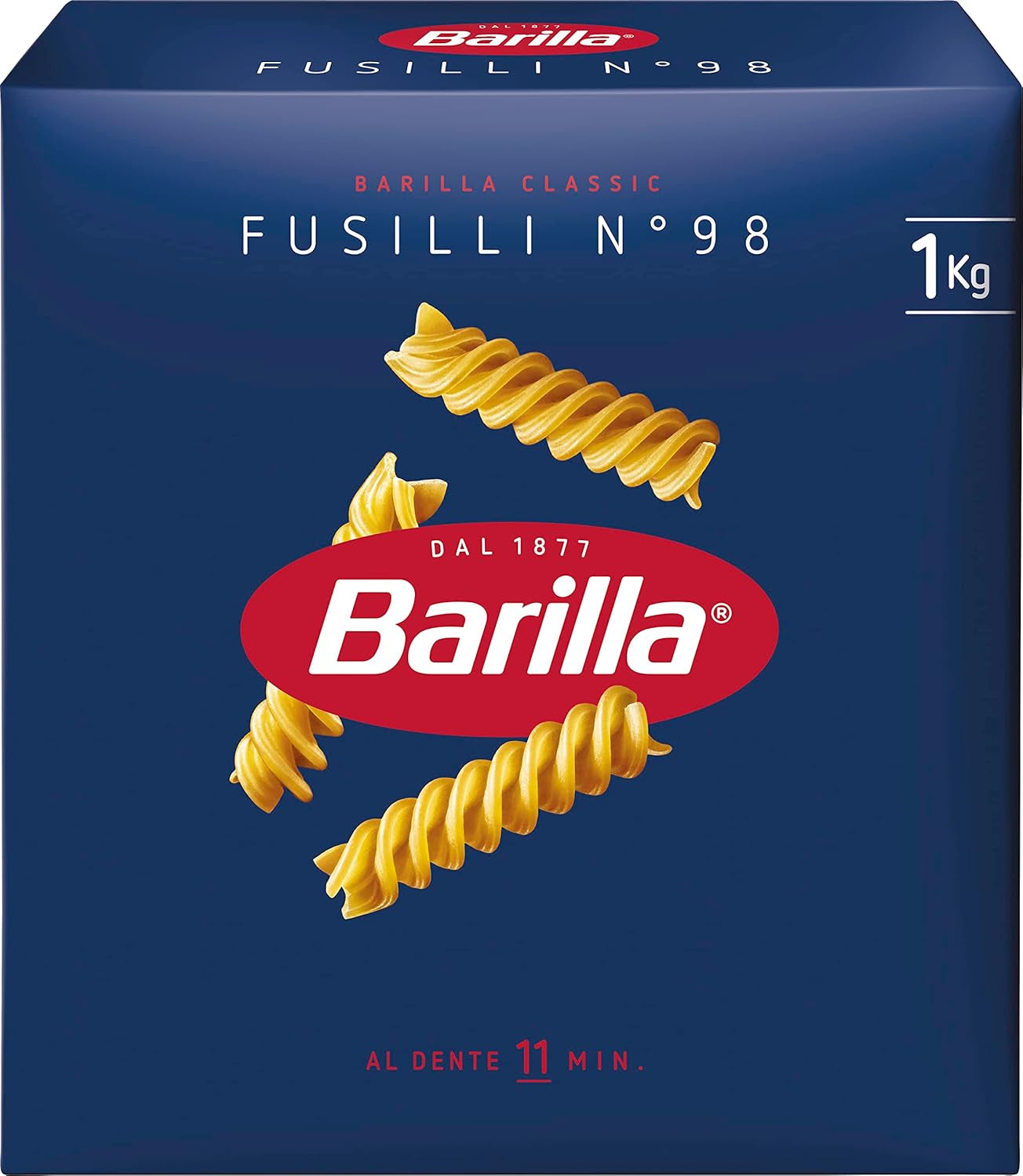 Makaron Barilla Klasyczny Fusilli nr. 98, z wysokiej jakości pszenicy durum, zawsze al dente, 1 kg