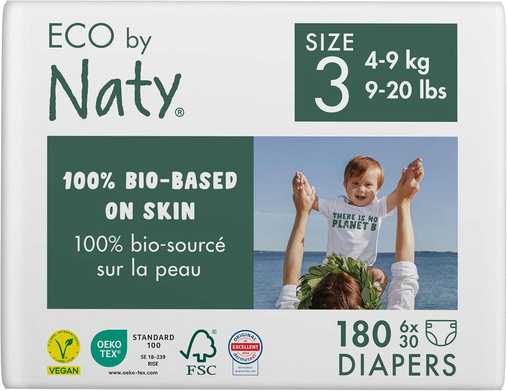 Eco Pieluchy Eco by Naty Baby Eco Diapers - pieluszki organiczne premium, ekologiczne, wykonane z materiałów pochodzenia roślinnego, idealne dla wrażliwej skóry dziecka (rozmiar 5 - 80 sztuk)