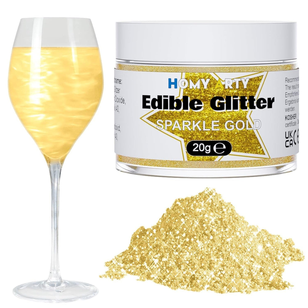 Set spray cu sclipici comestibil HOMY ARTY - 7 culori pudră cu sclipici comestibil fără aromă pentru băuturi, pudră colorant alimentar, sclipici comestibil pentru tort, șampanie, cocktailuri, spray cu sclipici comestibil - 4G