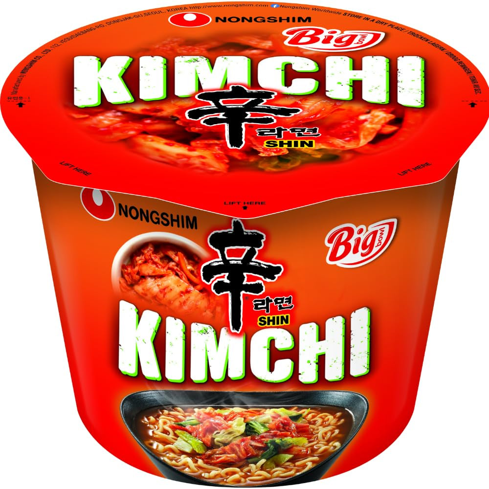 Makaron błyskawiczny Nong Shim Kimchi Ramyun Duża miska - Koreańska zupa Ramen - Szybkie przygotowanie - 1 opakowanie 112g