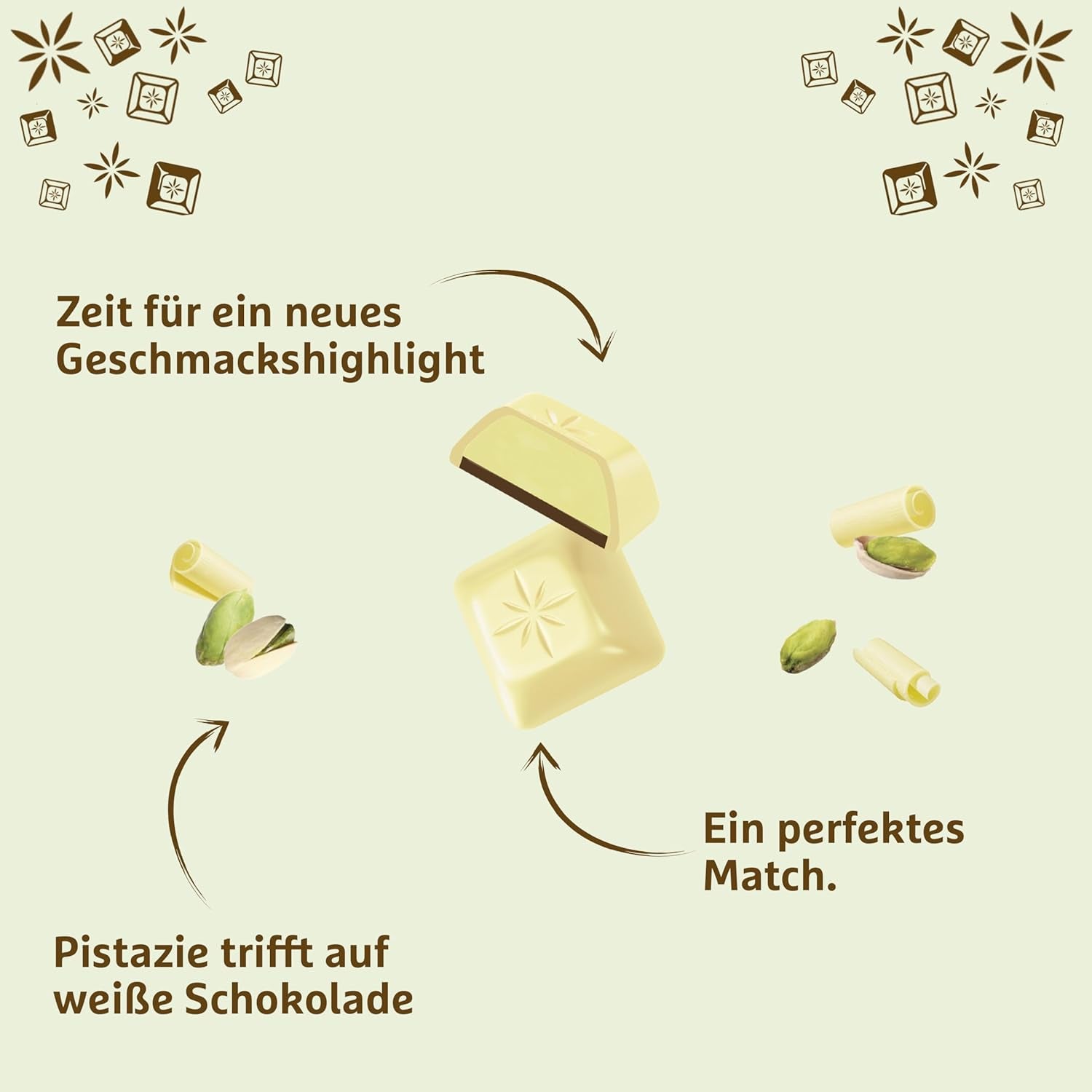 Schogetten Biała Pistacja | Biała czekolada z nadzieniem z kremu pistacjowego | 100 g | Wygodnie porcjowane (zestaw 3 szt.)