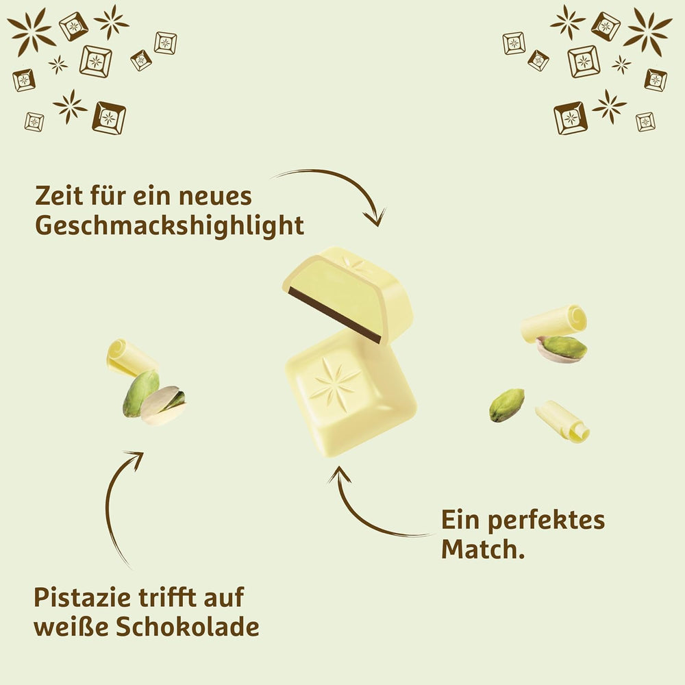 Schogetten Biała Pistacja | Biała czekolada z nadzieniem z kremu pistacjowego | 100 g | Wygodnie porcjowane (zestaw 3 szt.)