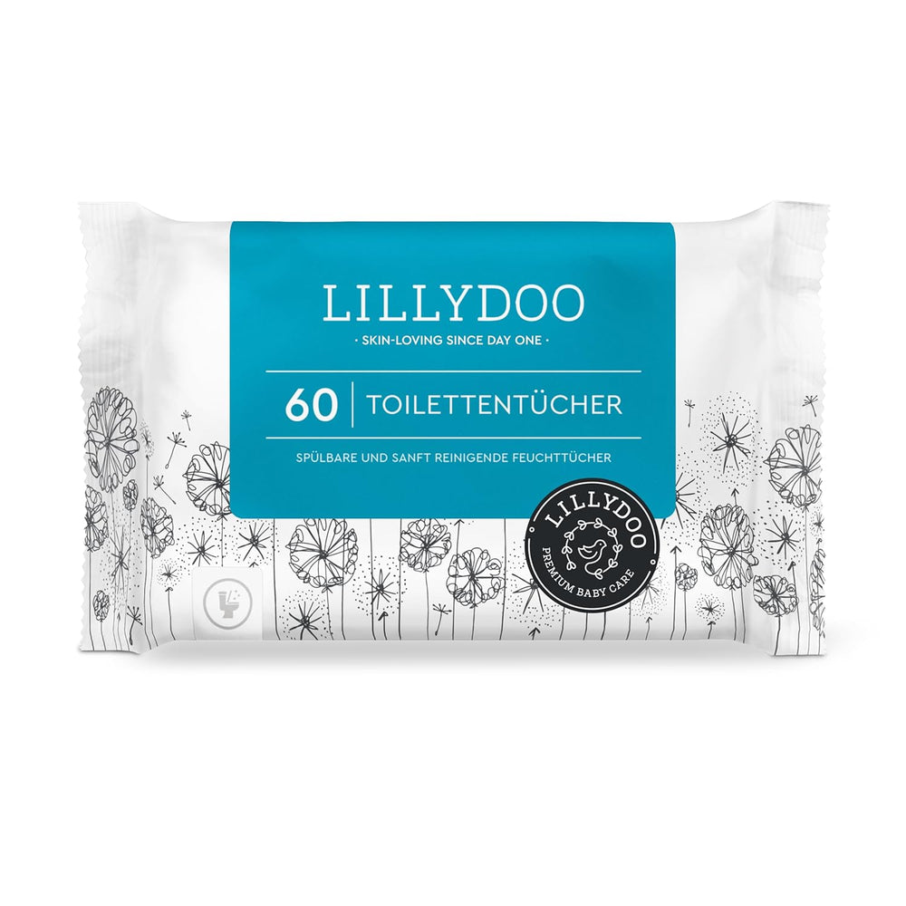 LILLYDOO Chusteczki toaletowe 720 szt. (12 x 60) Chusteczki do spłukiwania w 100% bez plastiku, bezzapachowe
