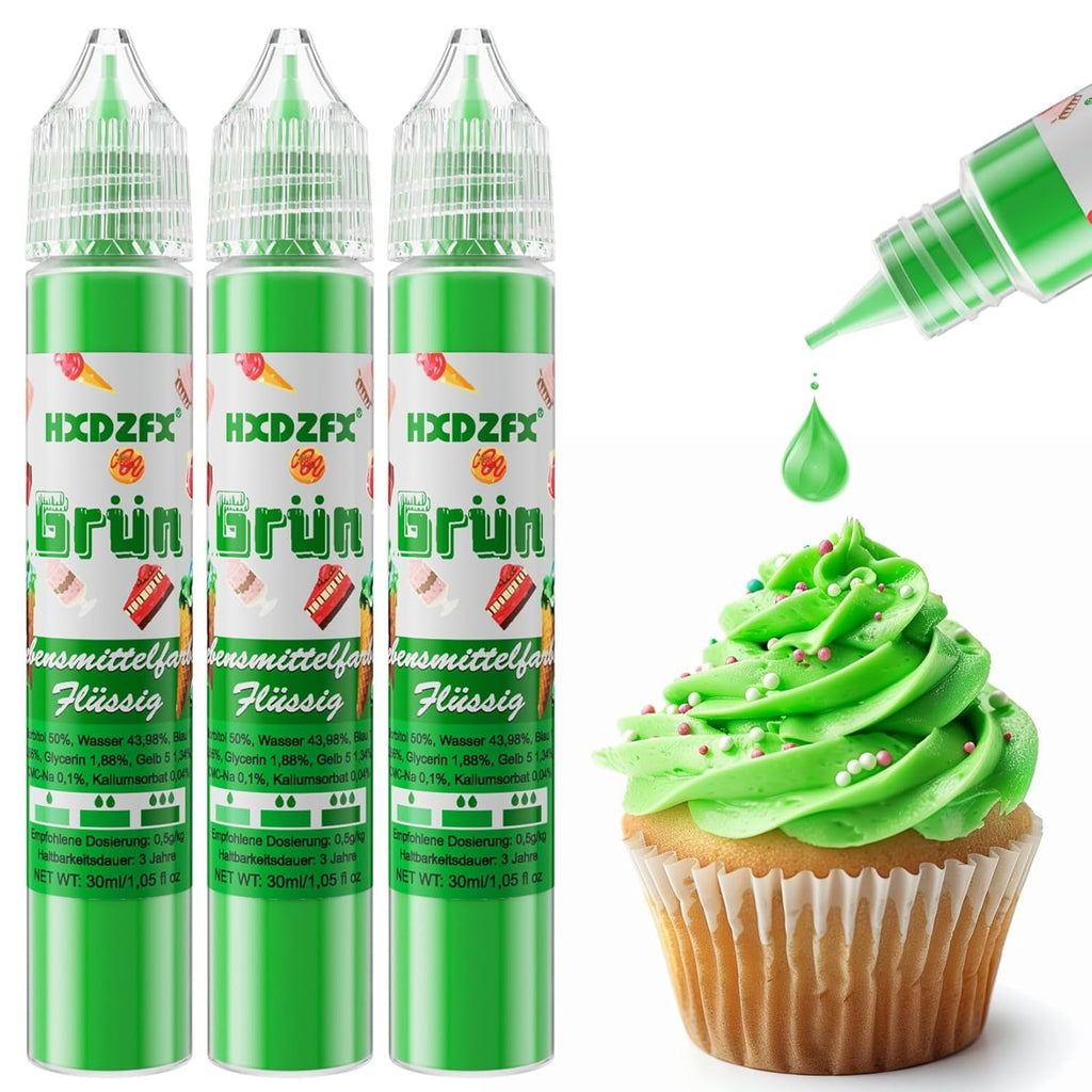 Colorant alimentar - Colorant alimentar lichid, Colorant alimentar foarte concentrat, Coloranți alimentari lichizi pentru copt, Decorare tort, Fursecuri, Macarons, Ouă de Paște, Aluat - 3 × 30ml (Roșu de Crăciun)