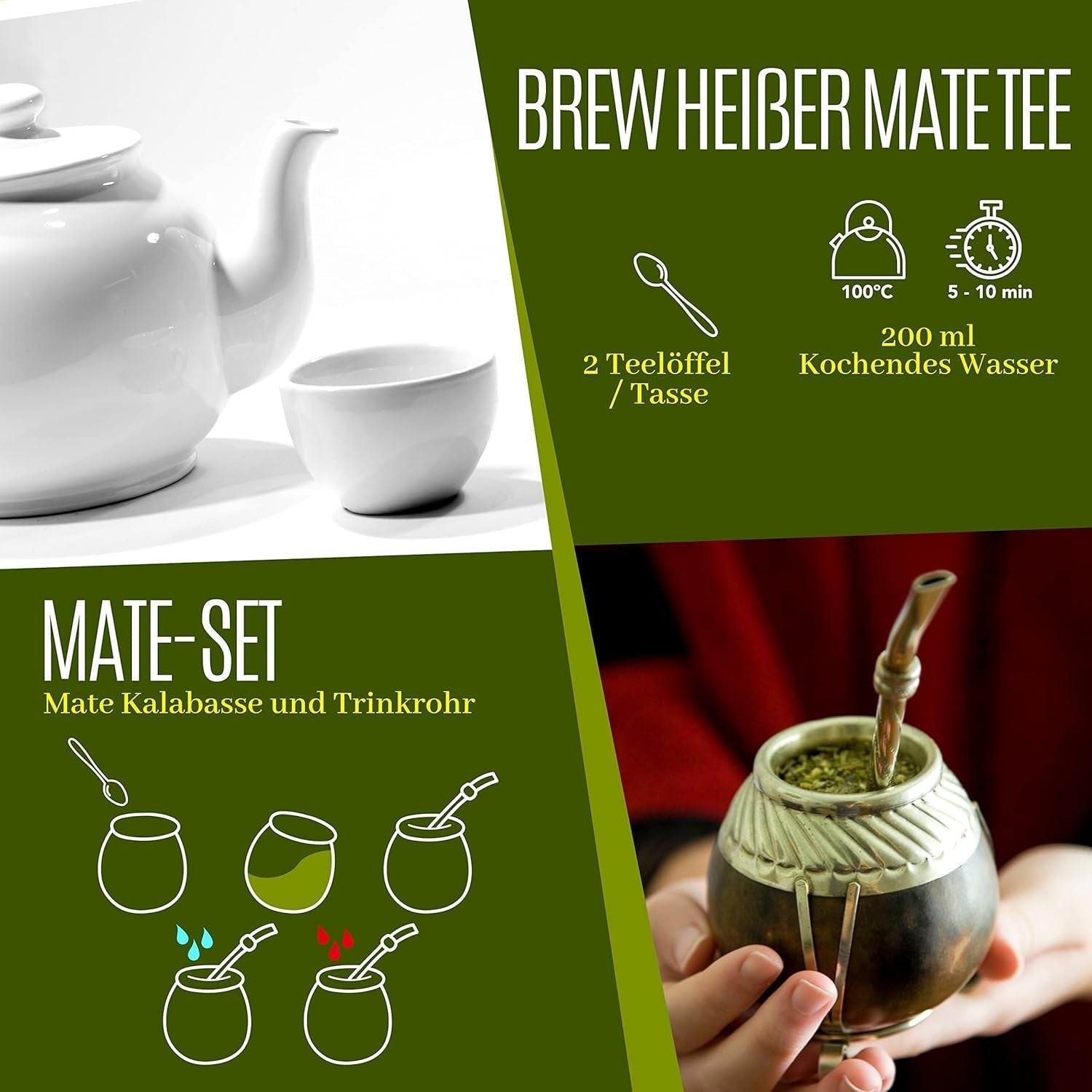 VITSTORM® Slim Tea Cardamom – Ceai Yerba Mate BIO – Cură de detoxifiere și ceai diuretic – 100G