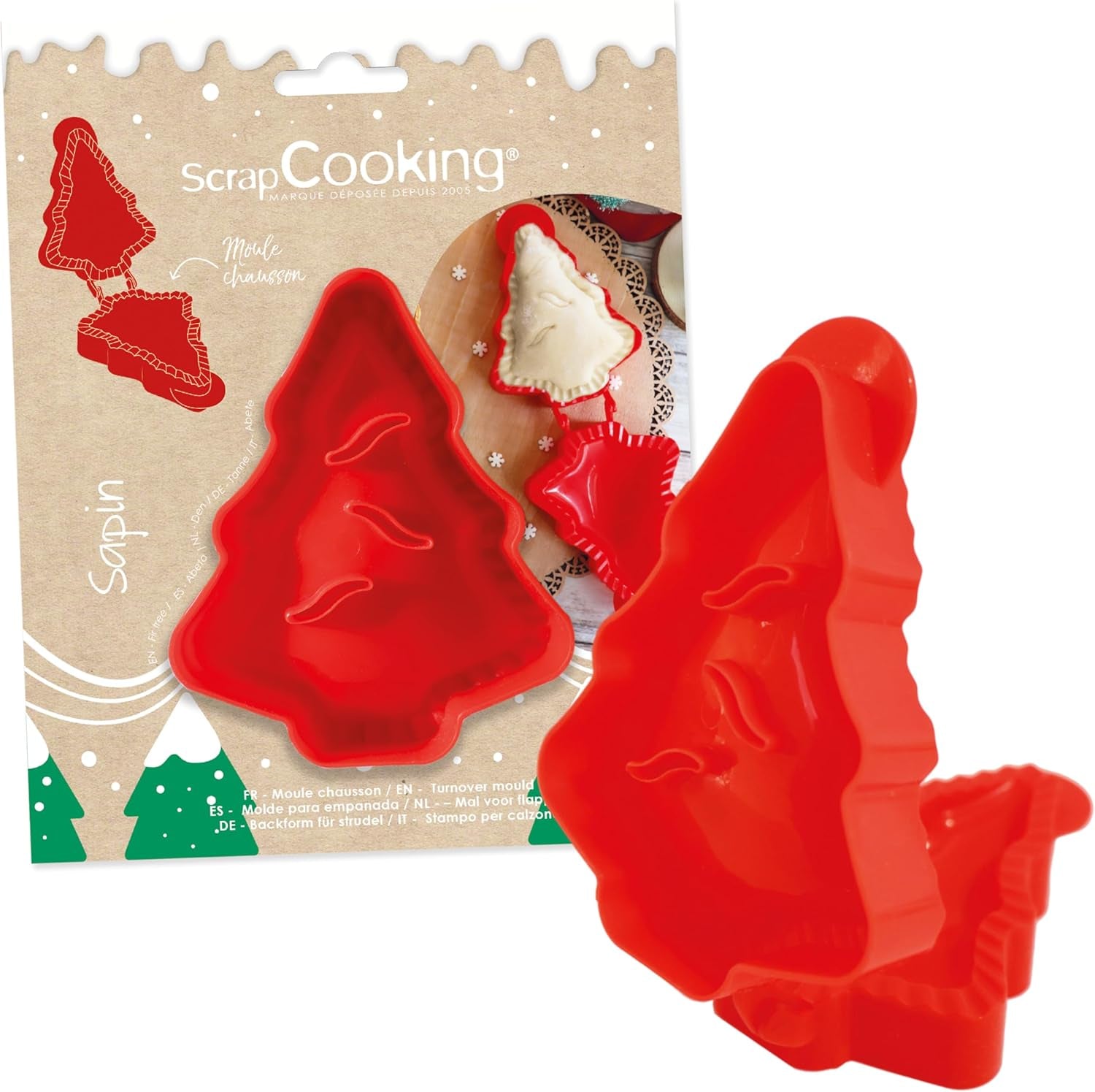 ScrapCooking – Formă de tăiat buzunar în formă de brad de Crăciun – Formă de tăiat fursecuri de Crăciun pentru aluaturi umplute – Coacere, Bucătărie – Formă de tăiat fursecuri – Empanadas Ștrudel – Aluaturi cu afine – 2154