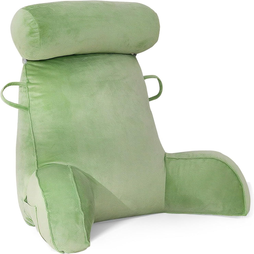 Pernă de citit XL pentru pat și canapea cu rolă detașabilă pentru gât, pernă ideală pentru spate pentru adulți cu spumă cu memorie pentru citit confortabil, lucru, joacă, vizionat la televizor, relaxare (gri)