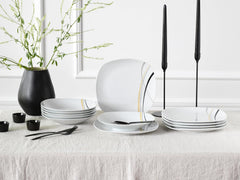 CreaTable, 24029, seria Square City Line, set de veselă din porțelan pentru 6 persoane, 12 piese, potrivit pentru mașina de spălat vase și cuptorul cu microunde, producție de calitate