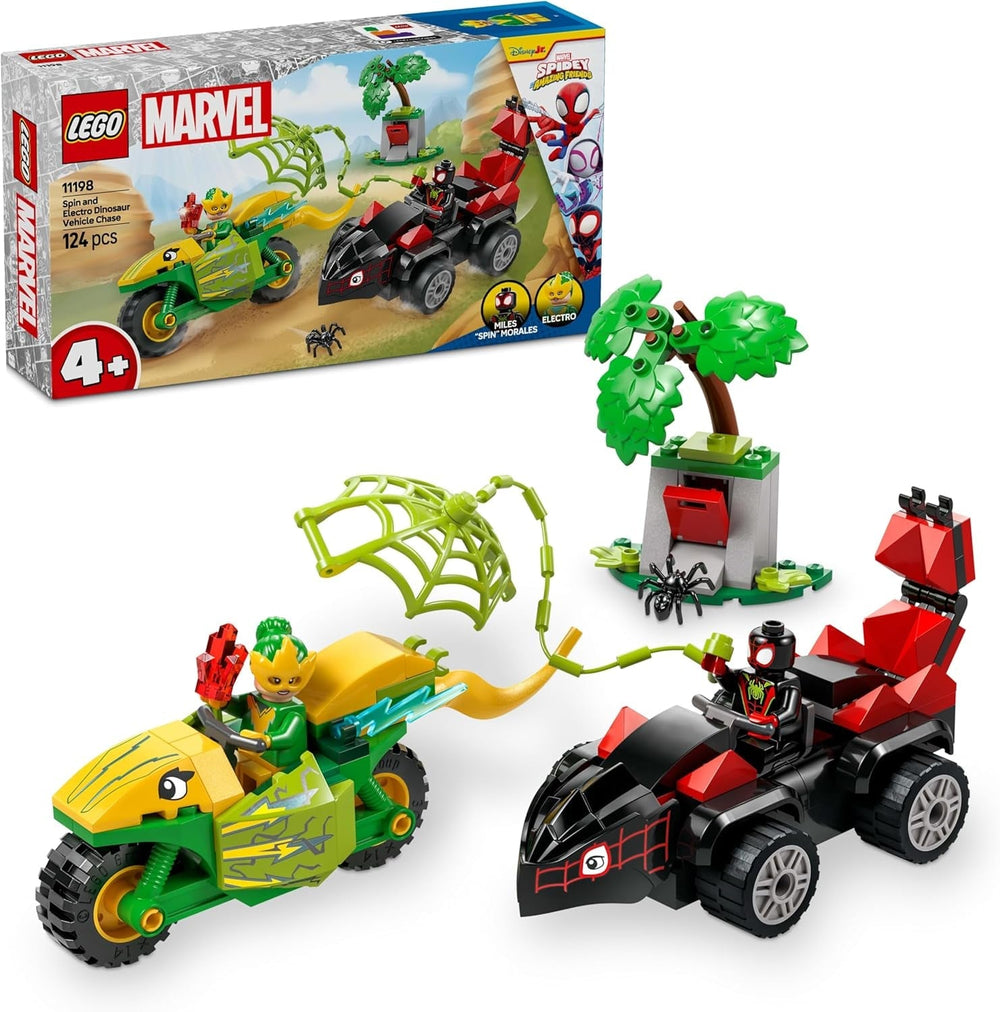 LEGO Marvel Akcja Zabawa ze spinem i prądem w dinozaurach Speedsters, Samochód superbohatera do zbudowania dla chłopców i dziewcząt od 4 lat, Zestaw bohaterów z autko, Spiderman i jego super przyjaciele 11198 Zestawy konstrukcyjne Beuche den LEGO-Store Domyślny tytuł