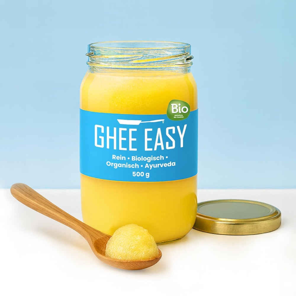 Ghee Easy 850g Ghee Bio von Grasgefütterten Kühen - Masło Ghee ohne Zusatzstoffe - Zertifiziert Organisch & Biologisch - Hochreines Ayurveda Ghee ohne Laktoza i Gluten - 100% Europäisch