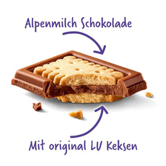 Milka LU – Alpejska czekolada mleczna z chrupiącymi ciasteczkami LU – 87g