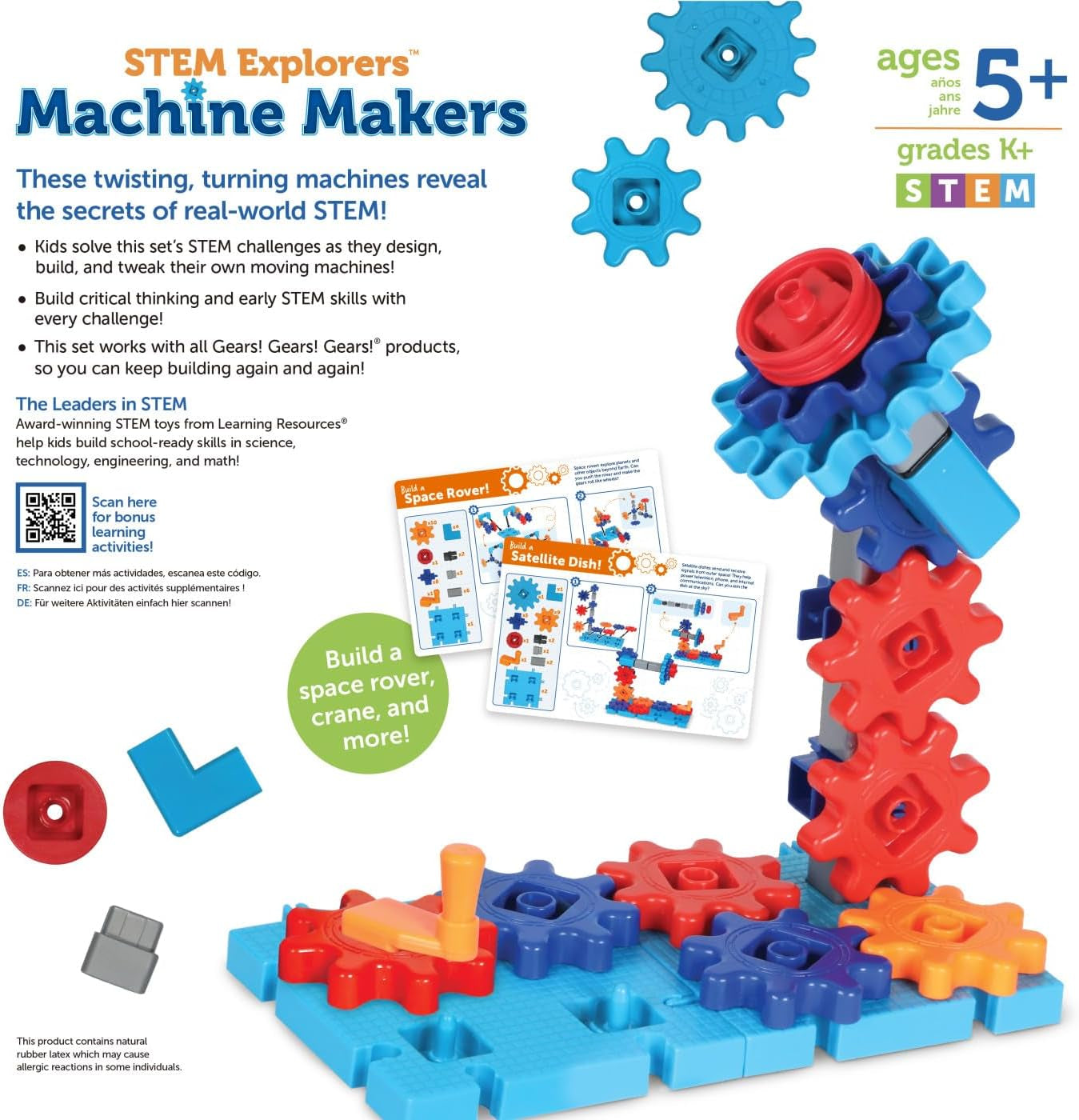 Learning Resources STEM Explorers Maschinenbauer, 50-teilig, ab 5 Jahren, Mint-Spielzeug, Mint-Bauspielzeug, Mint-Baukästen, Technikspielzeug, Spielzeug zum Selberbauen