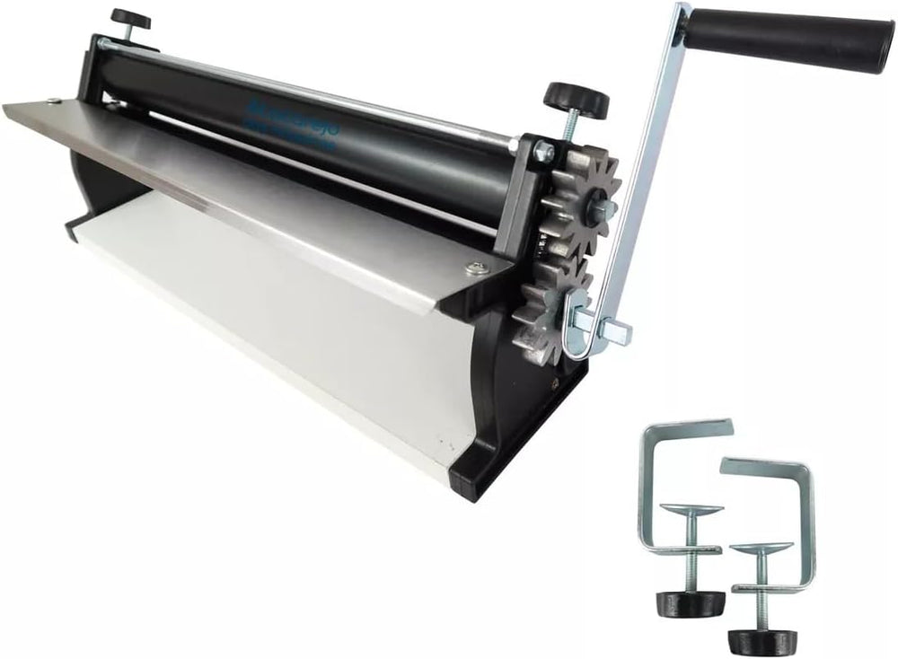 Maszyna do wałkowania ciasta na pizzę DKN z korbą ręczną, 48,8 cm, maszyna do makaronu, Teigfolie z rolkami zapobiegającymi haftowi i sterowaniem Dicken – konstrukcja z masywnego Stahl i aluminium