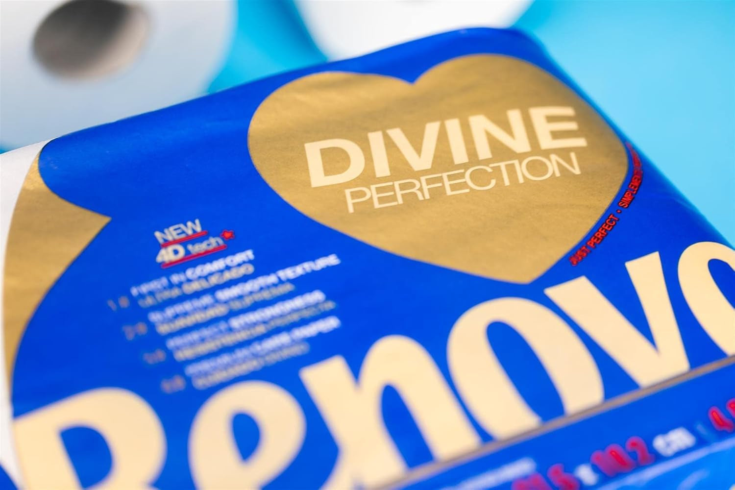 Hârtie igienică Renova Renova Divine Perfection, 42 role, hârtie igienică premium, 4 straturi, ultra moale, rezistență sporită, grosime, moale și absorbantă, hârtie certificată Fsc, 4400 G