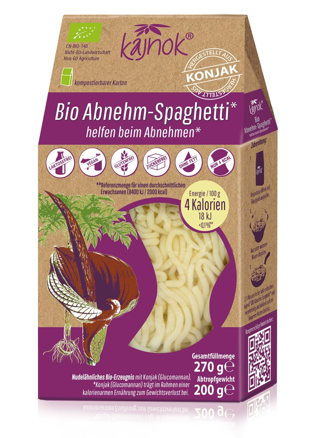 Organiczne spaghetti wyszczuplające: Konjac Spaghetti - Organiczny makaron Shirataki na odchudzanie - Idealny w przypadku diet niskowęglowodanowych - Najlepsza alternatywa dla makaronu dla diety, fitnessu i zdrowego stylu życia 10 sztuk 2,7 kg