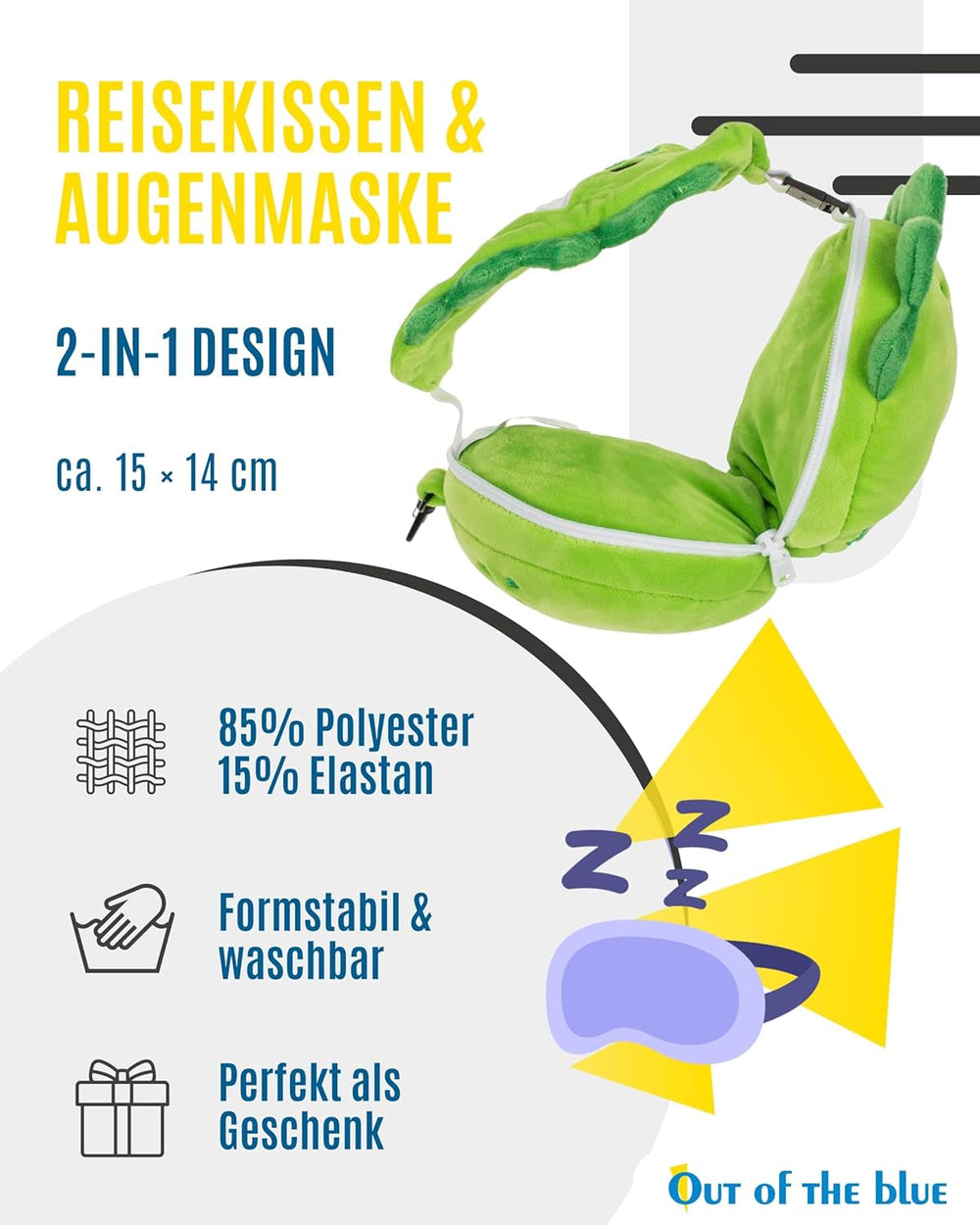Pernă de călătorie din pluș cu dinozaur pentru copii, cu mască pentru ochi – Pernă de gât moale 2 în 1 pentru copii – Pernă de călătorie confortabilă pentru mașină, tren și avion – Lavabilă și care economisește spațiu
