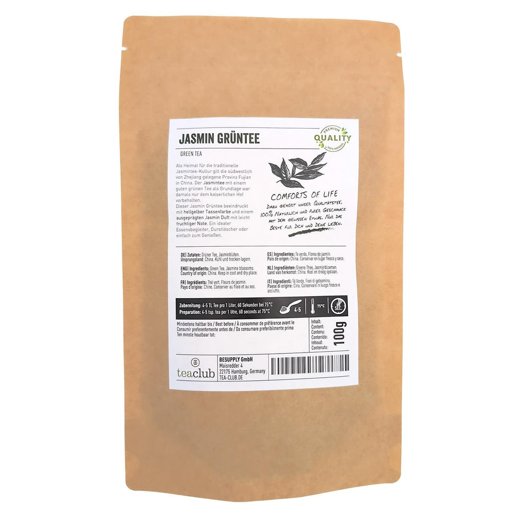 Ceai de iasomie vrac 100 g, ceai verde cu flori de iasomie aromatizat natural, ceai verde de iasomie cu aromă pronunțată de iasomie, Teaclub Green Tea