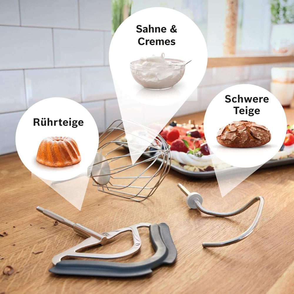 Robot kuchenny Bosch Seria 4 MUM5X720, zintegrowana waga, miska ze stali nierdzewnej 3,9L, mikser 1,25L, 1000W Akcesoria Żywność i karmienie piersią Bebe Naty Shop