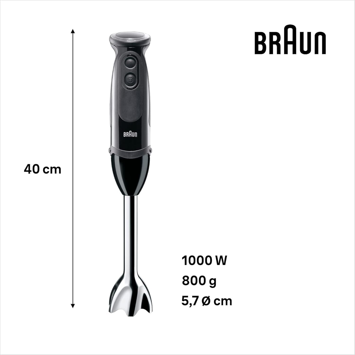 Braun Household Multiquick 5 MQ 5237 BK Mikser stojący 0,5 l Schwarz 1000 W Kuchnia Naty Shop