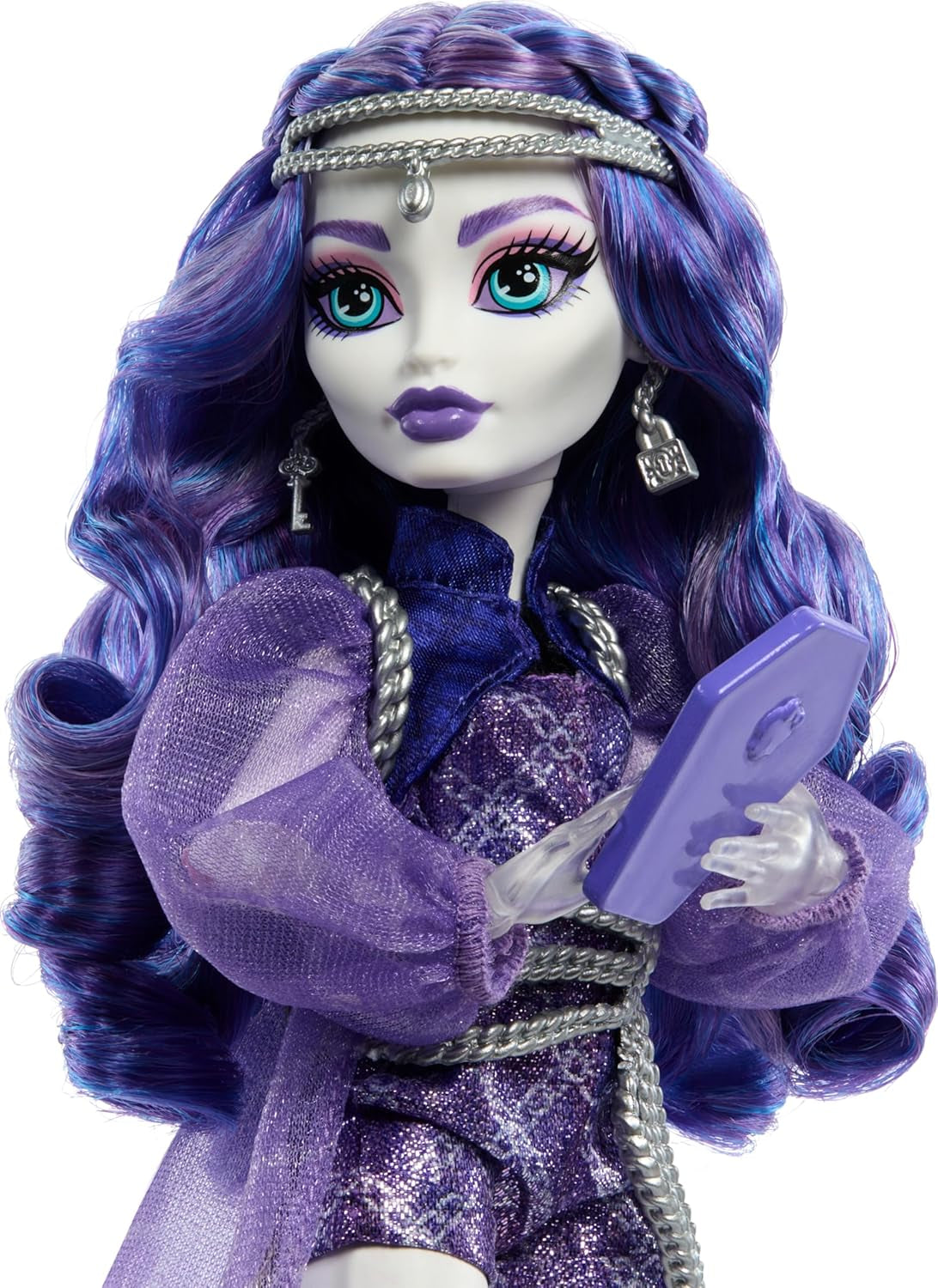Lalka Monster High Spectra Vondergeist z fretką Rhuen i akcesoriami, takimi jak plecak, tablet, przekąski i inne, lalki HXH77 Naty Shop