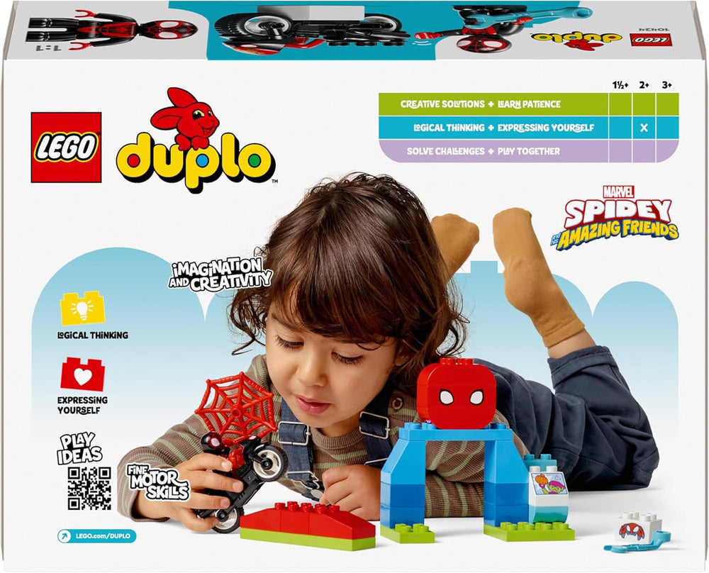 LEGO DUPLO Marvel Spins Motocyklowa przygoda, zestaw fantasy do serialu telewizyjnego Spiderman i jego super przyjaciele, zabawka edukacyjna do budowania i przebudowy dla dzieci w wieku od 2 lat 10424 Zestawy do budowania Besuche den LEGO-Store