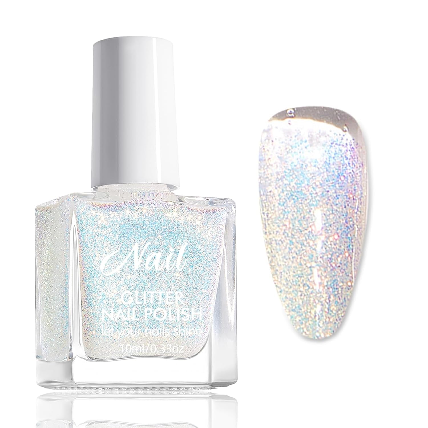 Różowy brokatowy lakier do paznokci - nietoksyczny lakier do paznokci na bazie wody dla kobiet - szybkoschnący lakier do paznokci - odblaskowy lakier do paznokci z brokatem do samodzielnego zdobienia paznokci w domu (przezroczysty róż, 10 ml)