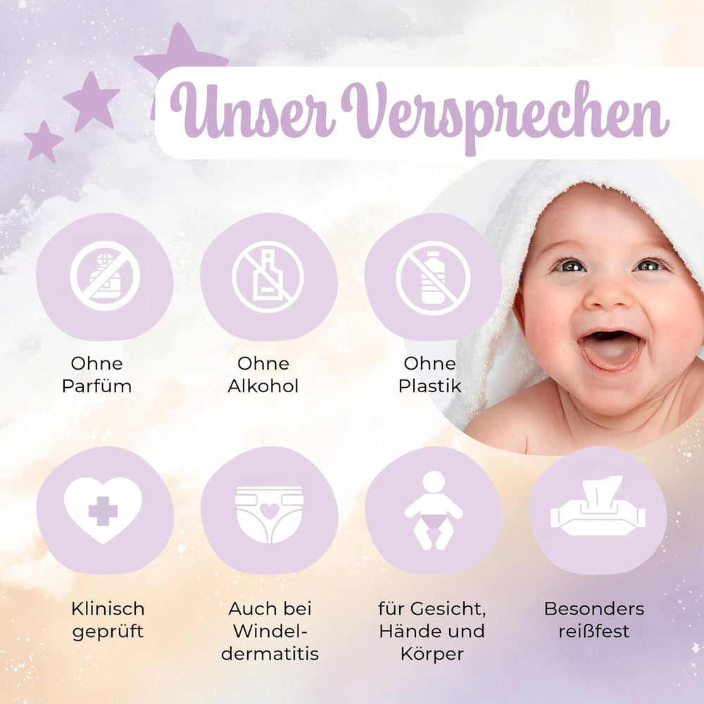 Millis Bamboo Baby Sensitive chusteczki nawilżane do delikatnej skóry dziecka - 5 x 60 sztuk - Naturalne, delikatne i zrównoważone czyszczenie - Biodegradowalne chusteczki dla niemowląt, bez plastiku i alkoholu