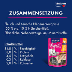 Vitakraft Poésie Délice, Nassfutter Katze, Katzennassfutter in Sauce, mit Huhn, Vorratspackung, ohne Zusatz von Zucker und Getreide (23x 85g)