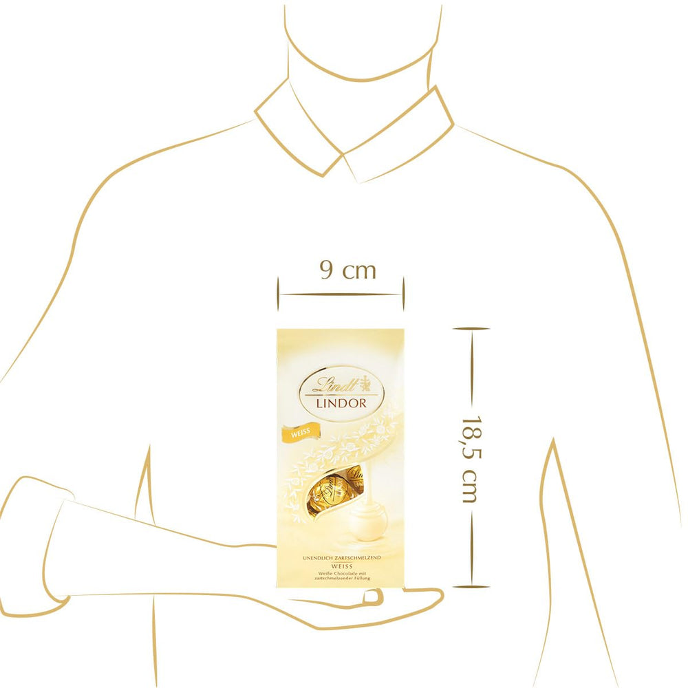 Kulki Lindt z białej czekolady LINDOR | Worek 137g | Około. 10 kulek z białej czekolady z rozpływającym się w ustach nadzieniem | Czekoladowy zestaw upominkowy | Zestaw upominkowy z czekoladą (2 sztuki)