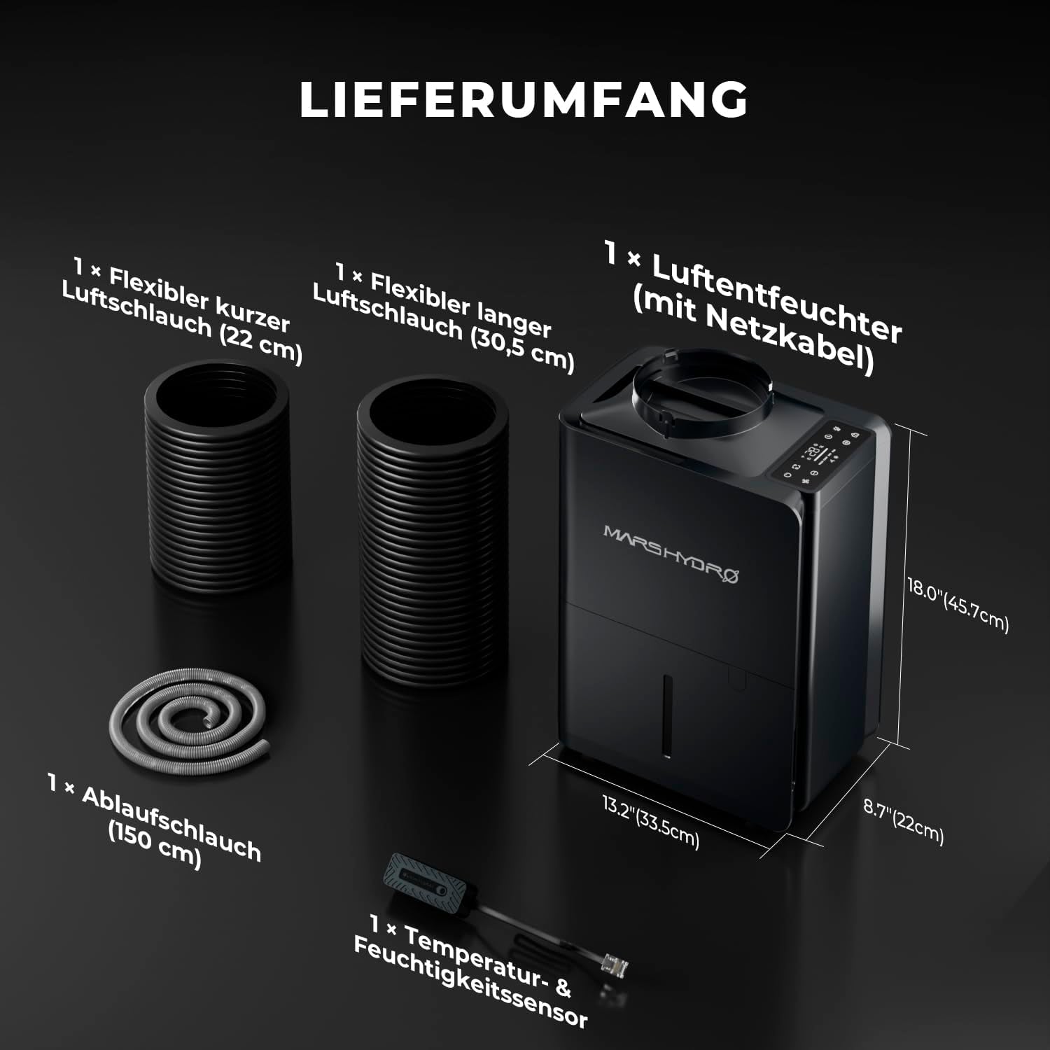 Osuszacz MARS HYDRO, 12 l/dzień, automatyczne odszranianie, funkcja timera, osuszacz pokojowy do namiotów hodowlanych, piwnic i roślin, zbiornik na wodę o pojemności 1,2 l