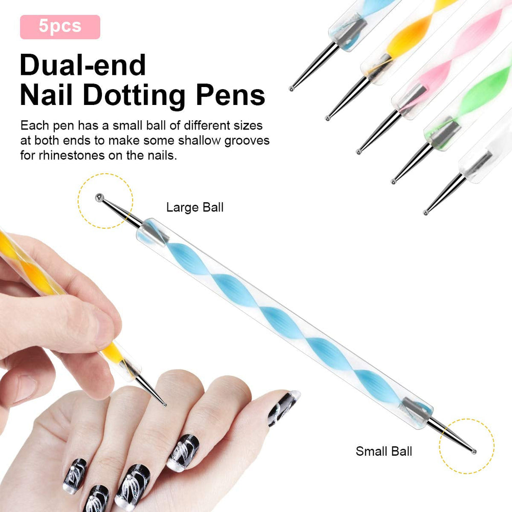 URAQT 20 Stück Nagel Pinsel Set, Nageldesign-Stifte Brush, Acryl Nagel Kunst Pinsel, Nagelbürste Professionell Malerei Pen Für Gelnägel Uv-Gel Nageldesign Nail Art