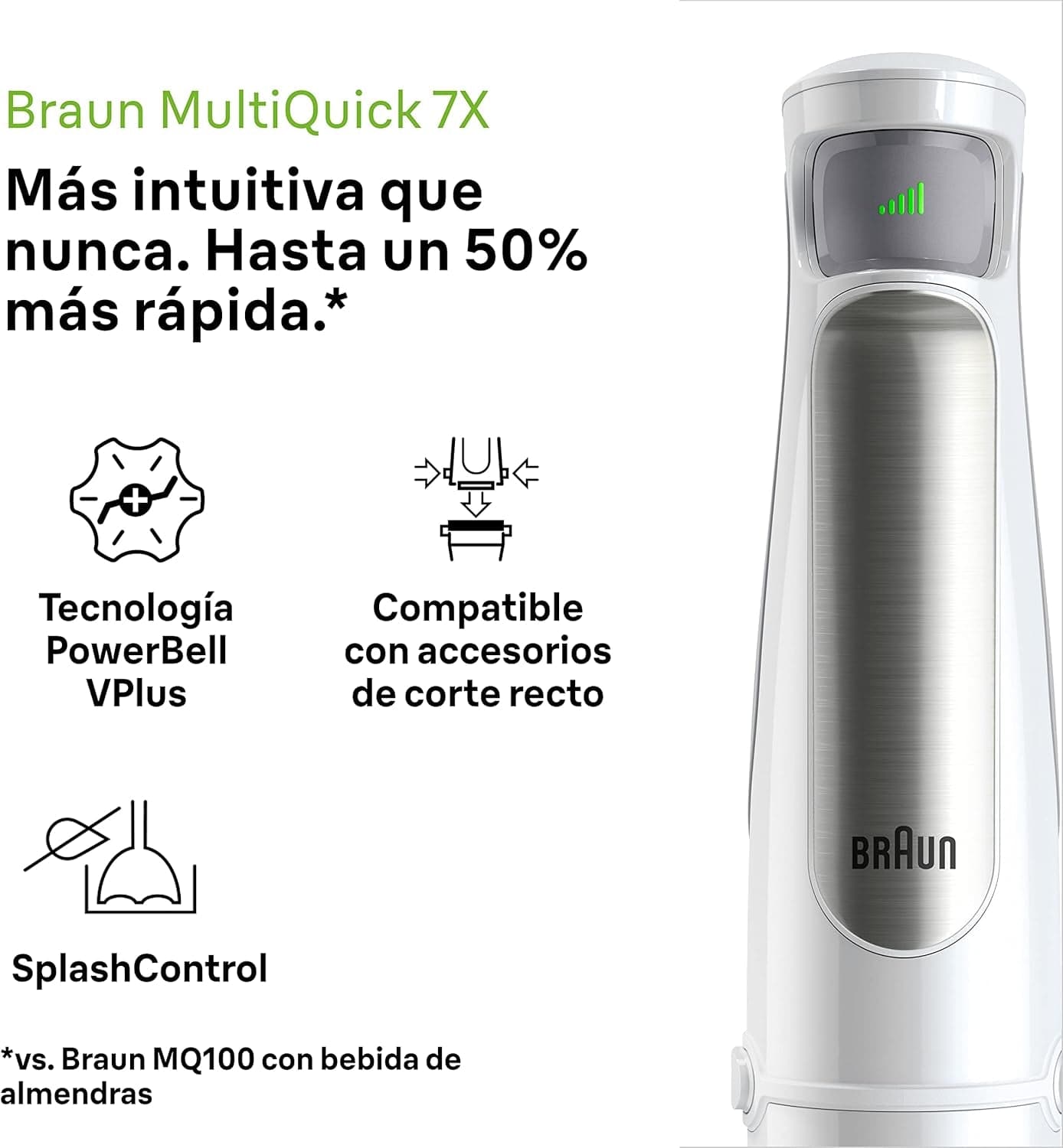 Braun Household Hogar Multiquick 7 Armmixer, Spritzschutz-Technologie, Spülmaschinenfest, Bpa-Freier Kunststoffbecher, MQ7000, 1000 W, Weiß Kitchen Naty Shop